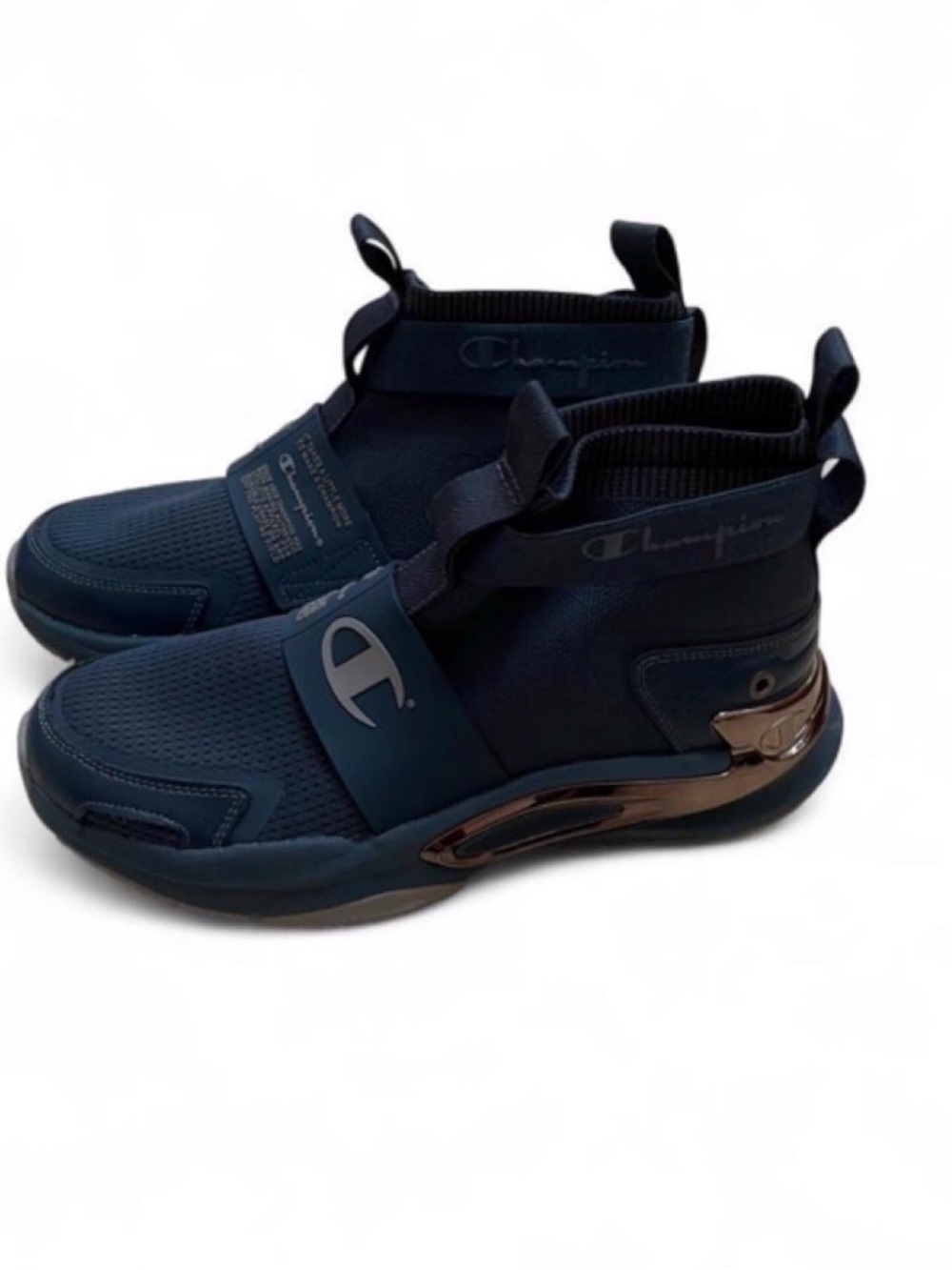 Champion Kids Navy Blue Slip-On High-Top Sneakers with Metallic Accent